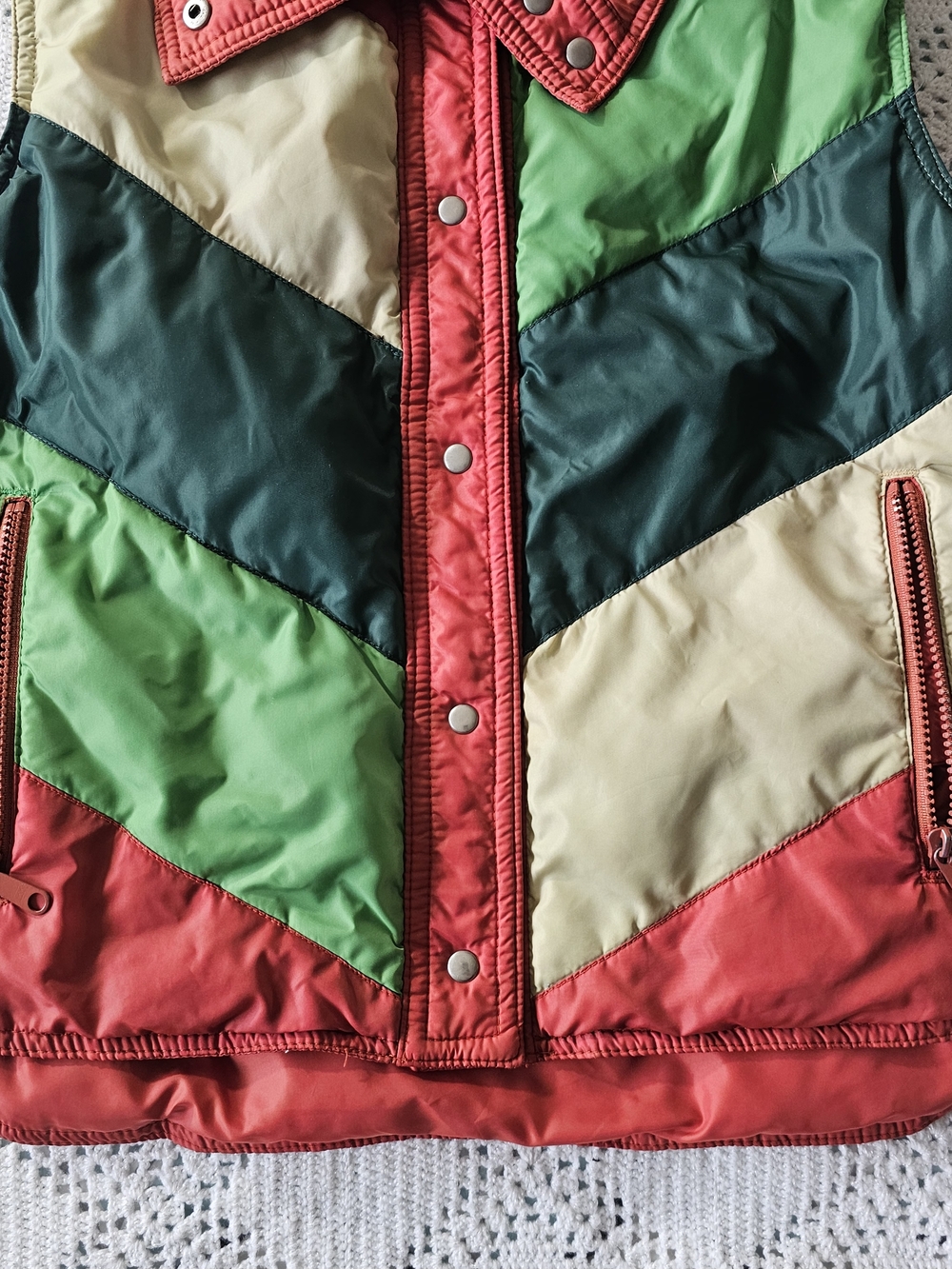Vintage Colorblock Puffer Vest White Stag Brand - Picture 3 of 14